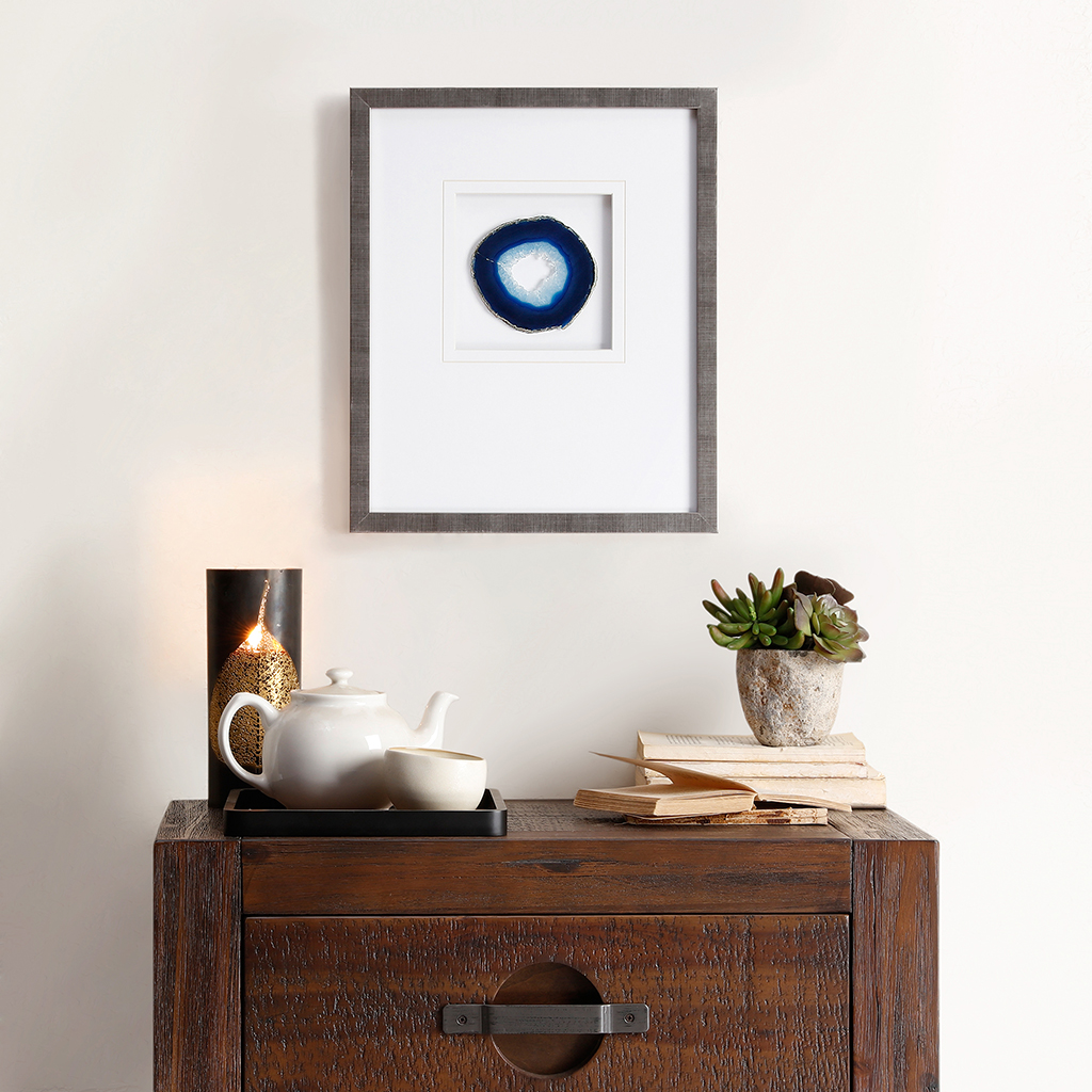 

Madison Park - Blue Agate Stone Framed Graphic - Blue - See below
