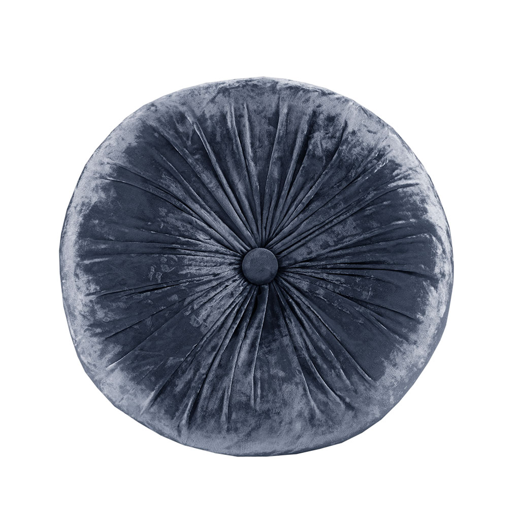 

Intelligent Design - Ariana Round Crushed Velvet Decorative Pillow - Navy - 16x16x3