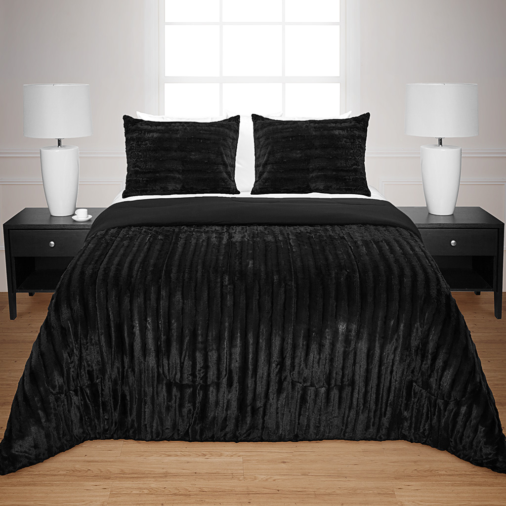 

Avenue 8 - BHG Long Fur Comforter Mini Set Comforter Mini Set - Black - Queen