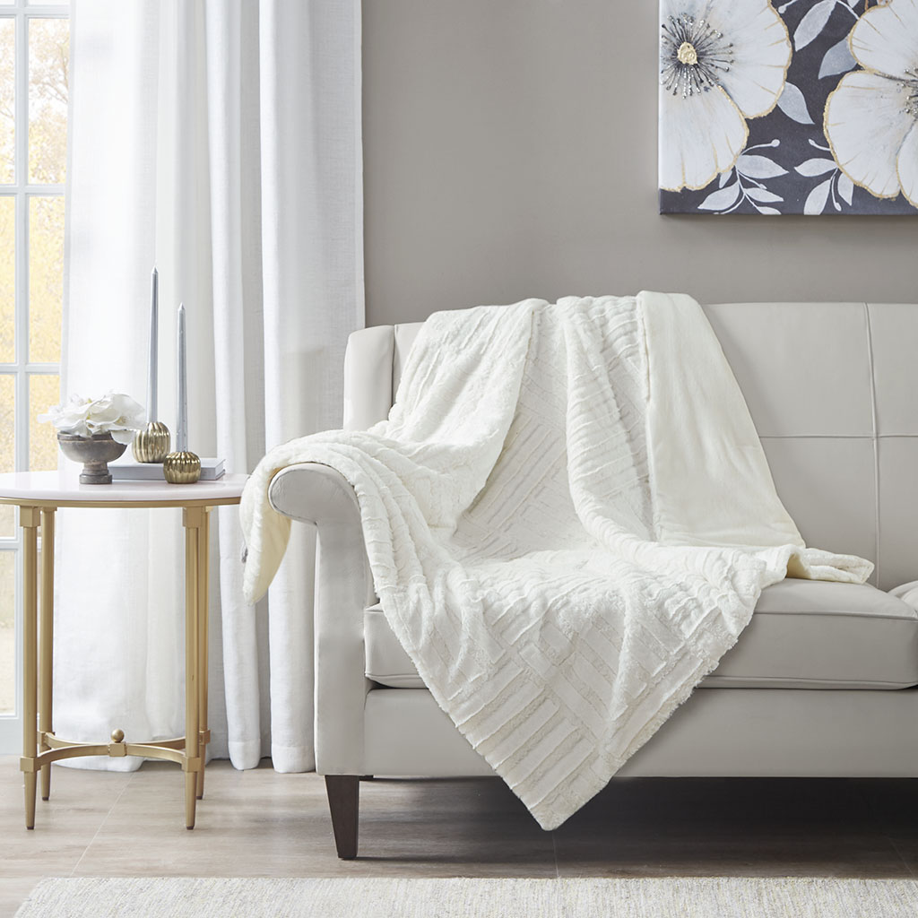 

Madison Park - Arctic Ultra Plush Down Alternative Throw - Ivory - 50x60