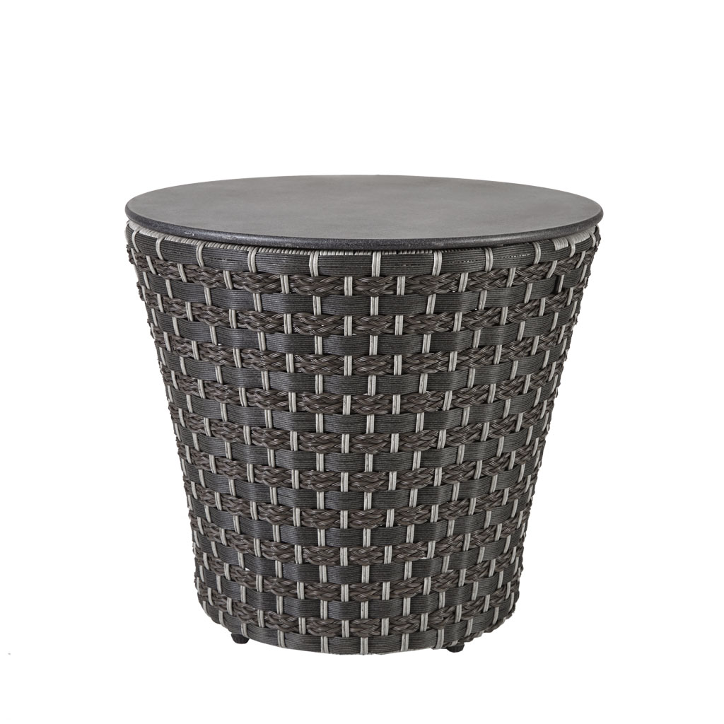 

Madison Park - Maple Outdoor Resin Wicker Basketweave Style Drum Table - Dark Grey - See below