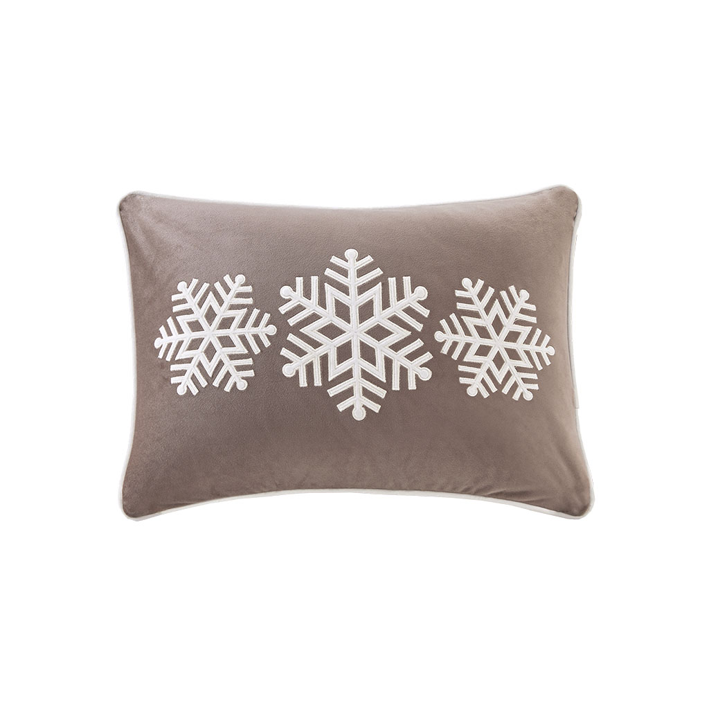 

Madison Park - Velvet Snowflake Trio Oblong Dec Pillow - Taupe - 14x20