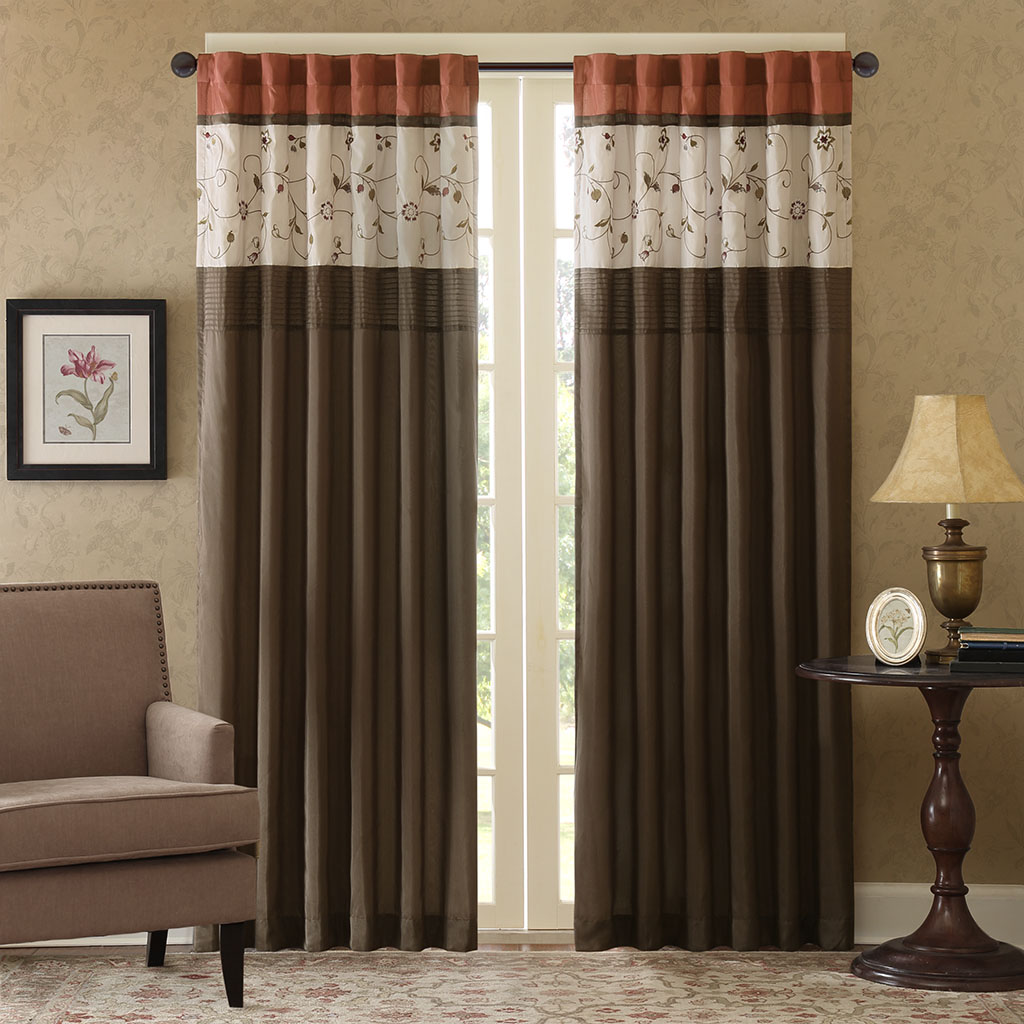 

Madison Park - Serene Embroidered Window Panel - Spice - 50x84