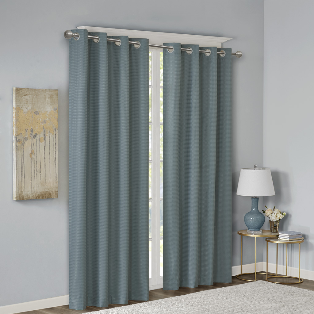 

SunSmart - Emmer Jacquard Solid Room Darkening Panel - Blue - 50x63