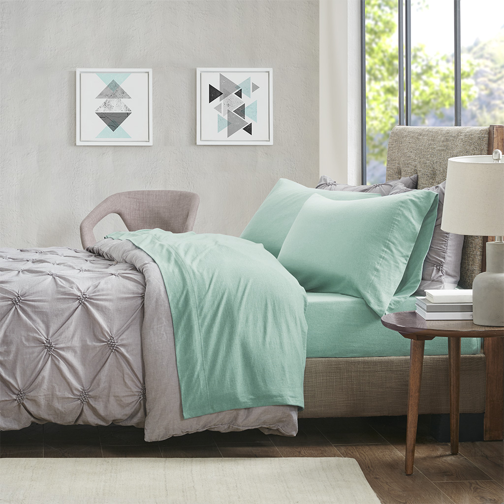 

Urban Habitat - Heathered Cotton Jersey Knit Sheet Set - Aqua - Queen