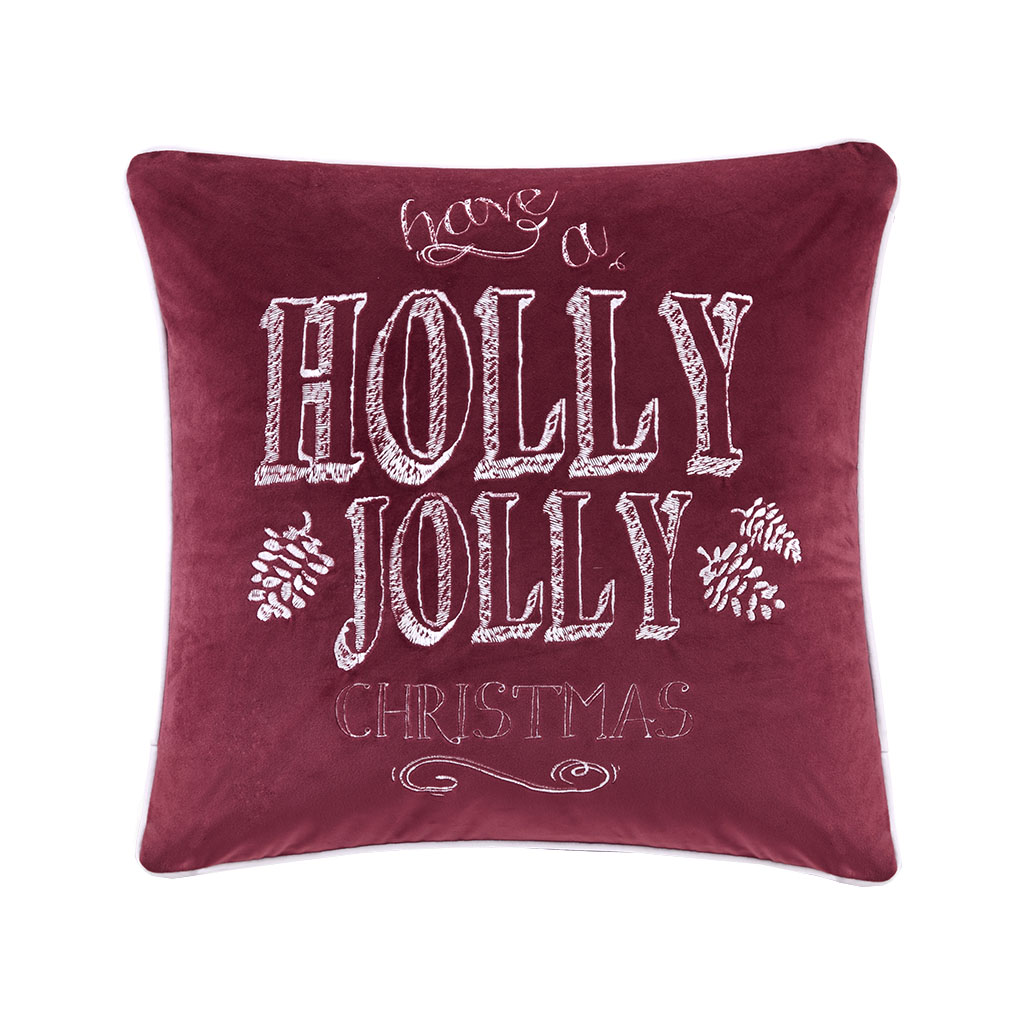 

Madison Park - Holly Jolly Christmas Square Dec Pillow - Red - 20x20