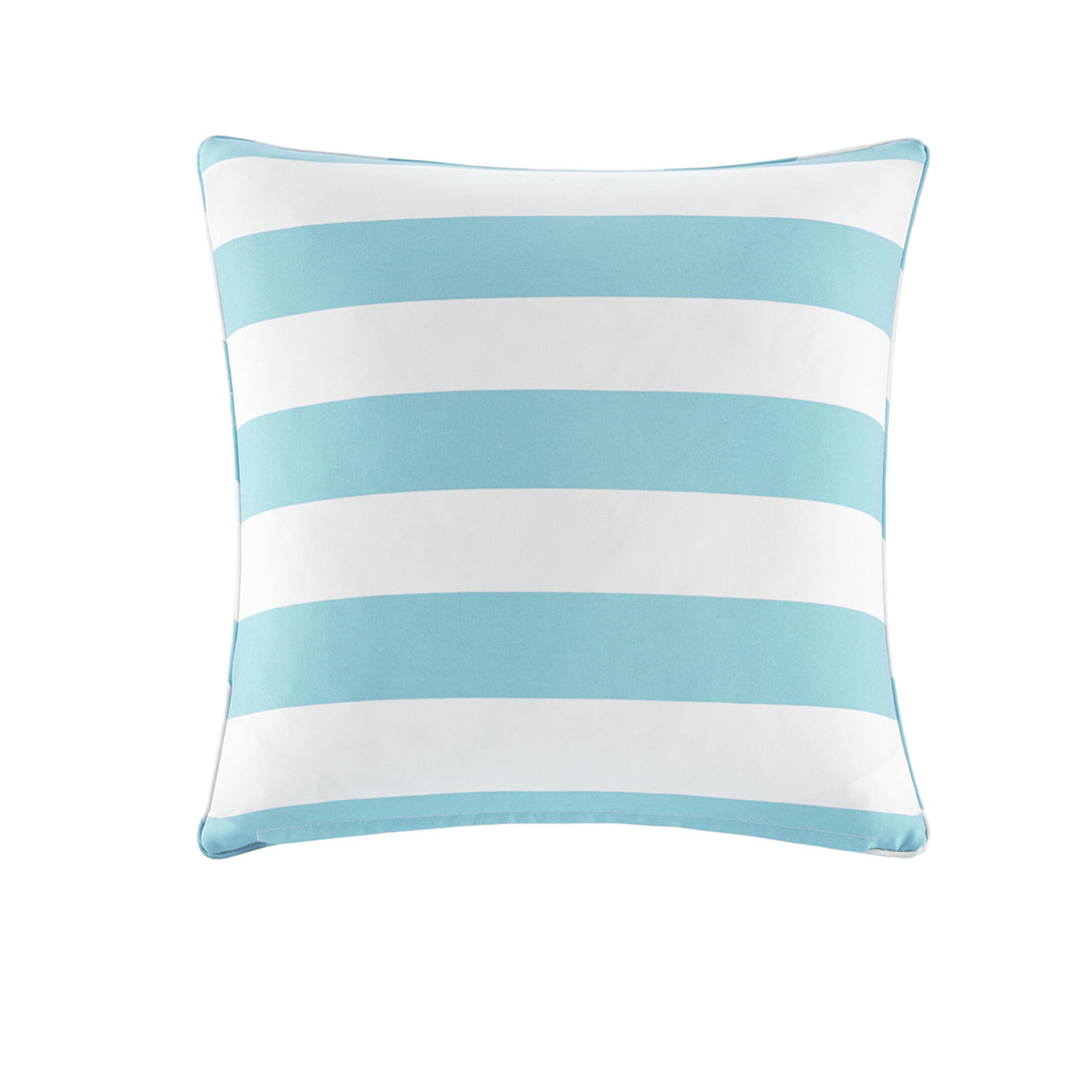 

Madison Park - Percee Printed Cabana Stripe 3M Scotchgard Outdoor Square Pillow - Aqua - 20x20