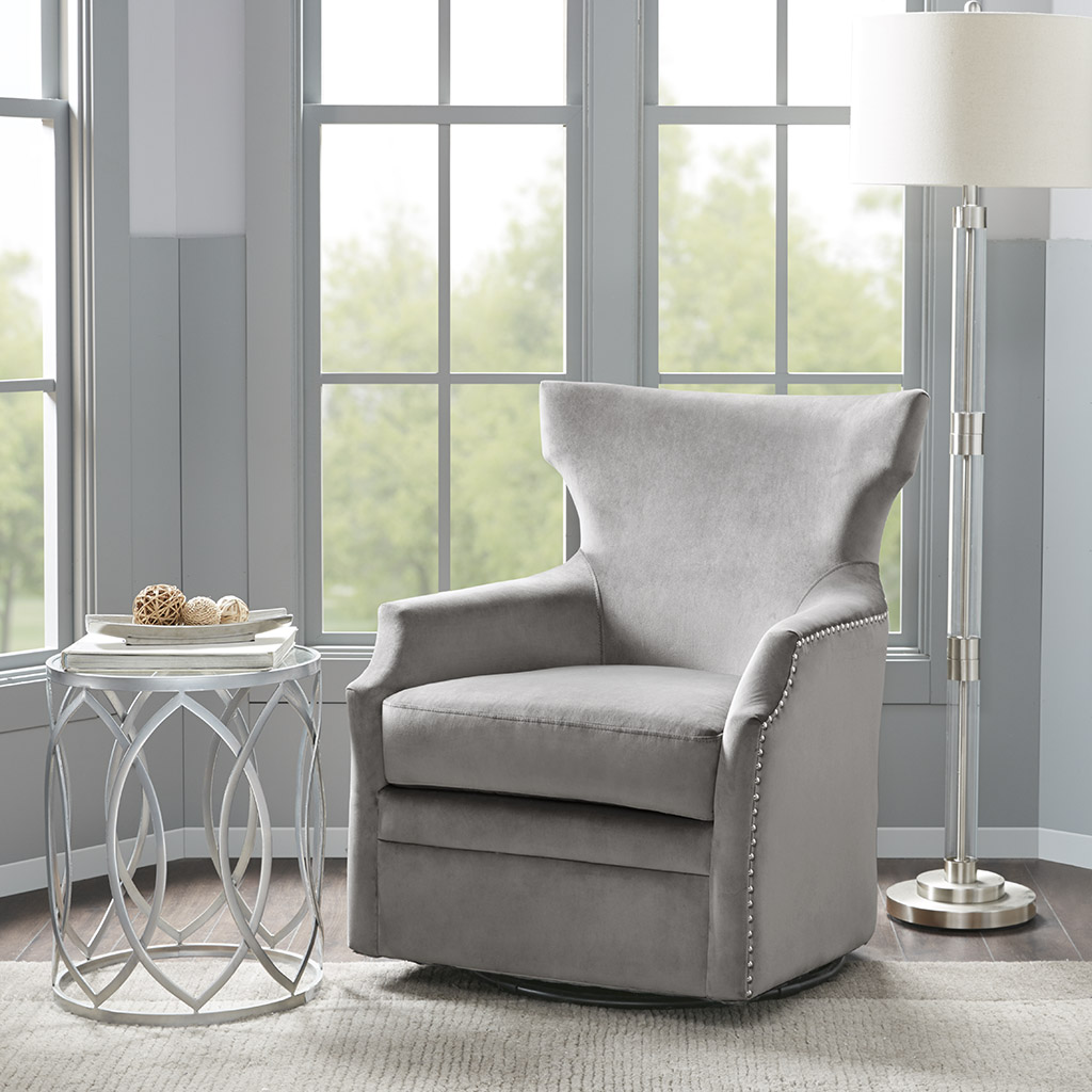 

Madison Park - Dahlia Swivel Glider Chair - Grey - See below