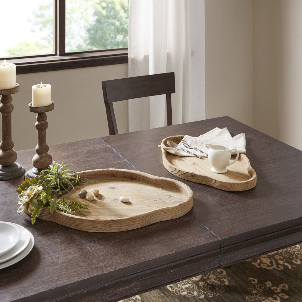 

Madison Park - Quaterfoil Wood Tray Set of 2 - Natural - See below