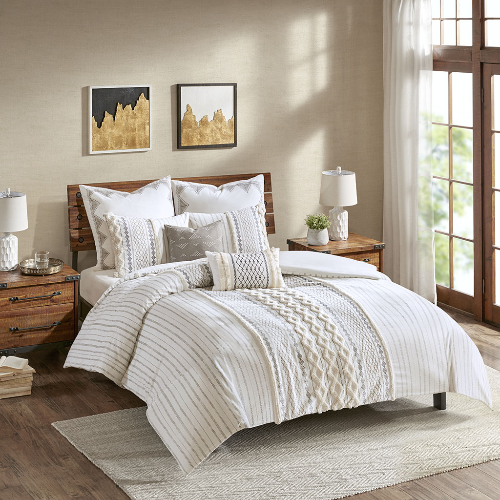 

INK+IVY - Imani Cotton Duvet Cover Mini Set - Ivory - Full/Queen