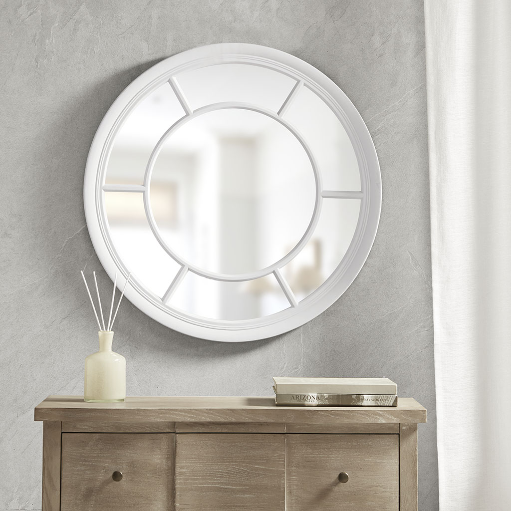 

Martha Stewart - Trellis Round Accent Mirror - White - See below