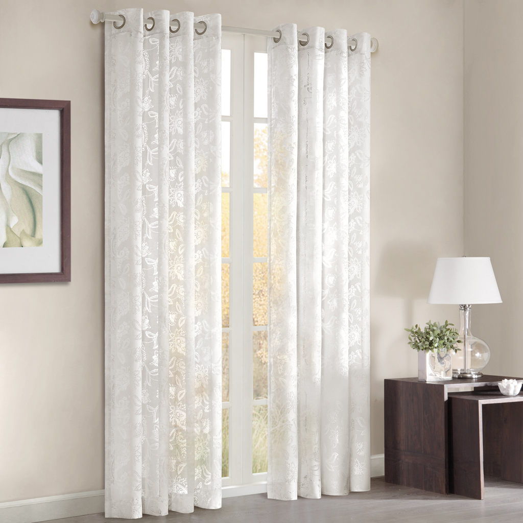 

Madison Park - Figaro Window Curtain - White - 84" Panel