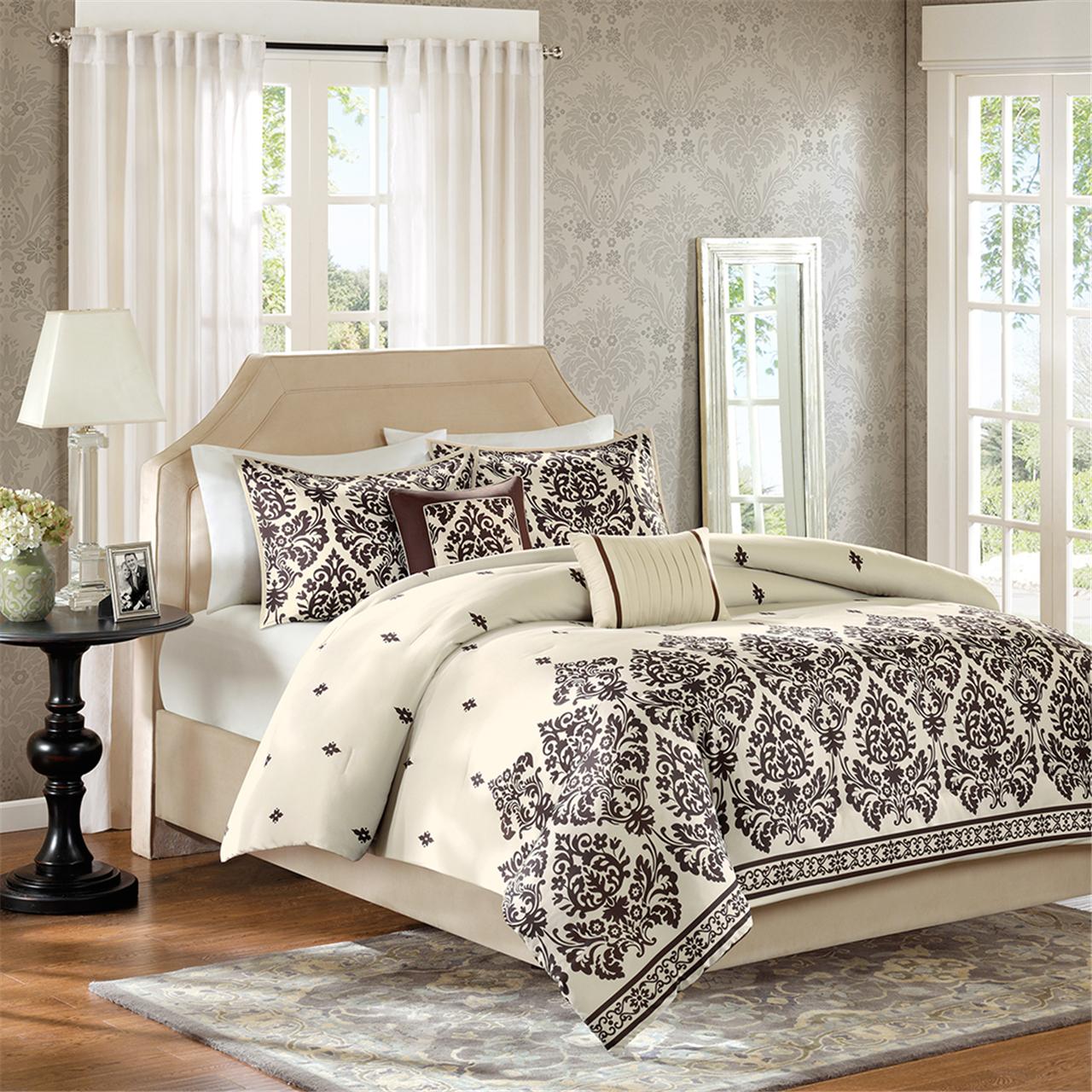 

Home Essence - Melina 5 Piece Comforter Set - Ivory - Queen