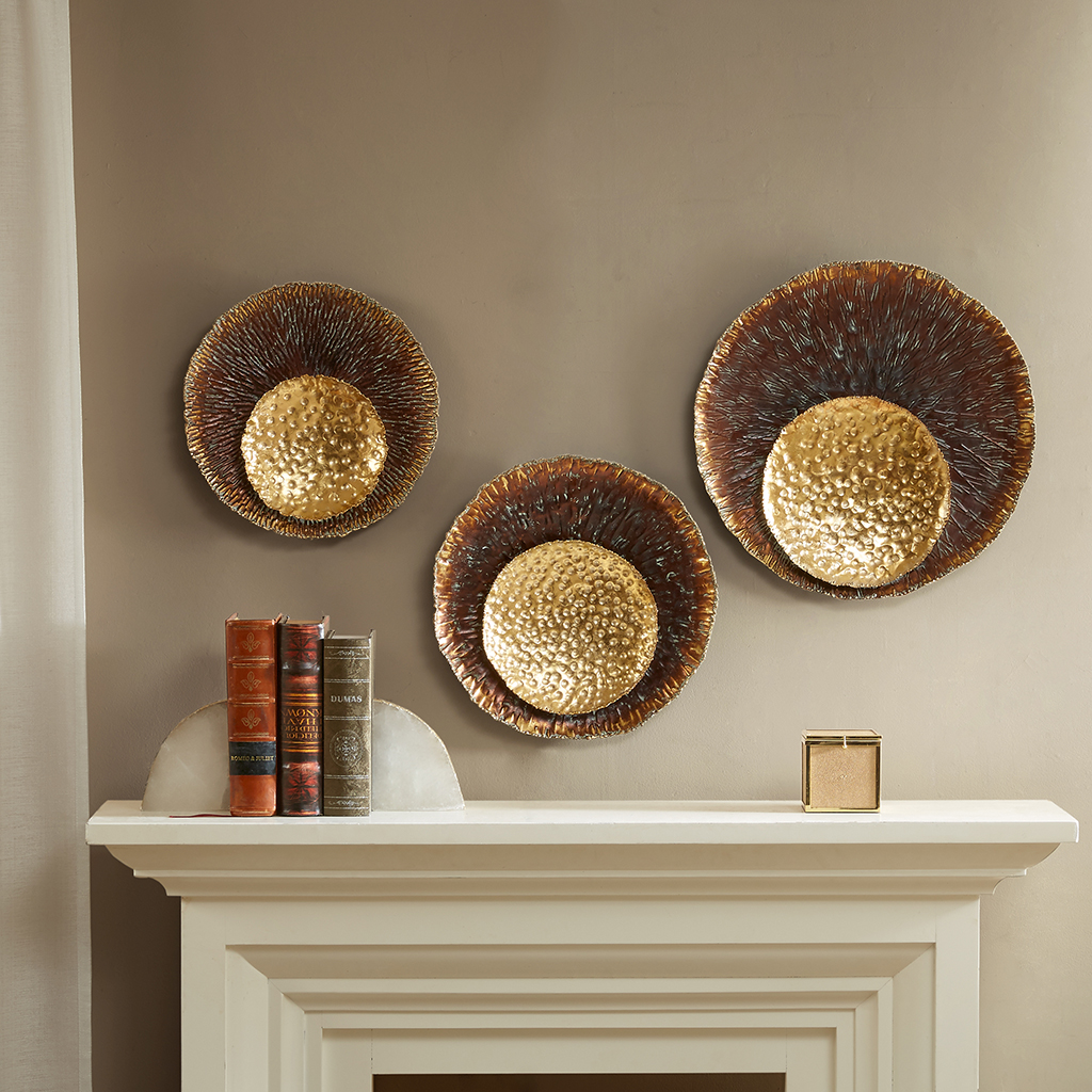 

Madison Park - Solaris Statement Circle Wall Decor- Set of 3 - Gold - See below