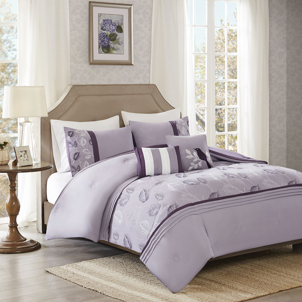 

Home Essence - Leah 5 Piece Comforter Set - Purple - King/Cal King
