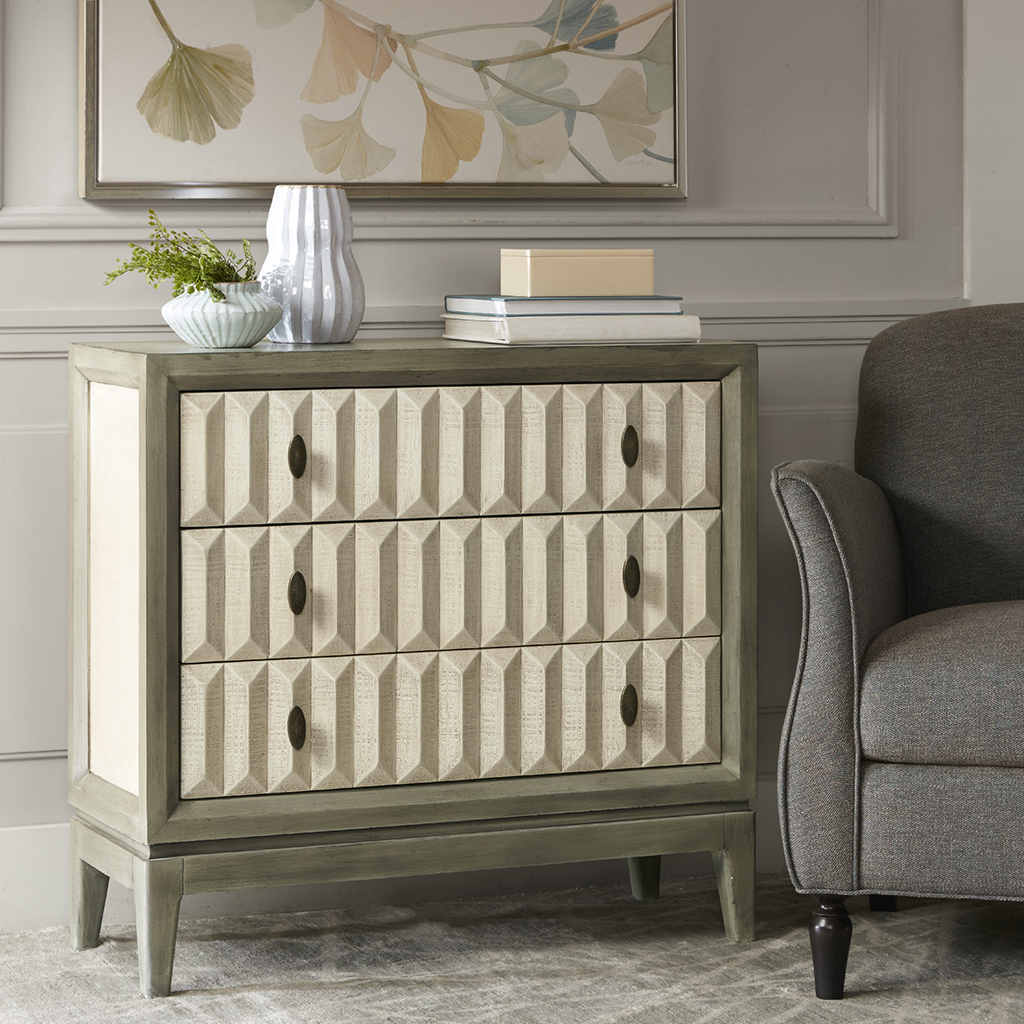 

Madison Park - Arden 3 drawer chest - Sage/Cream - See below