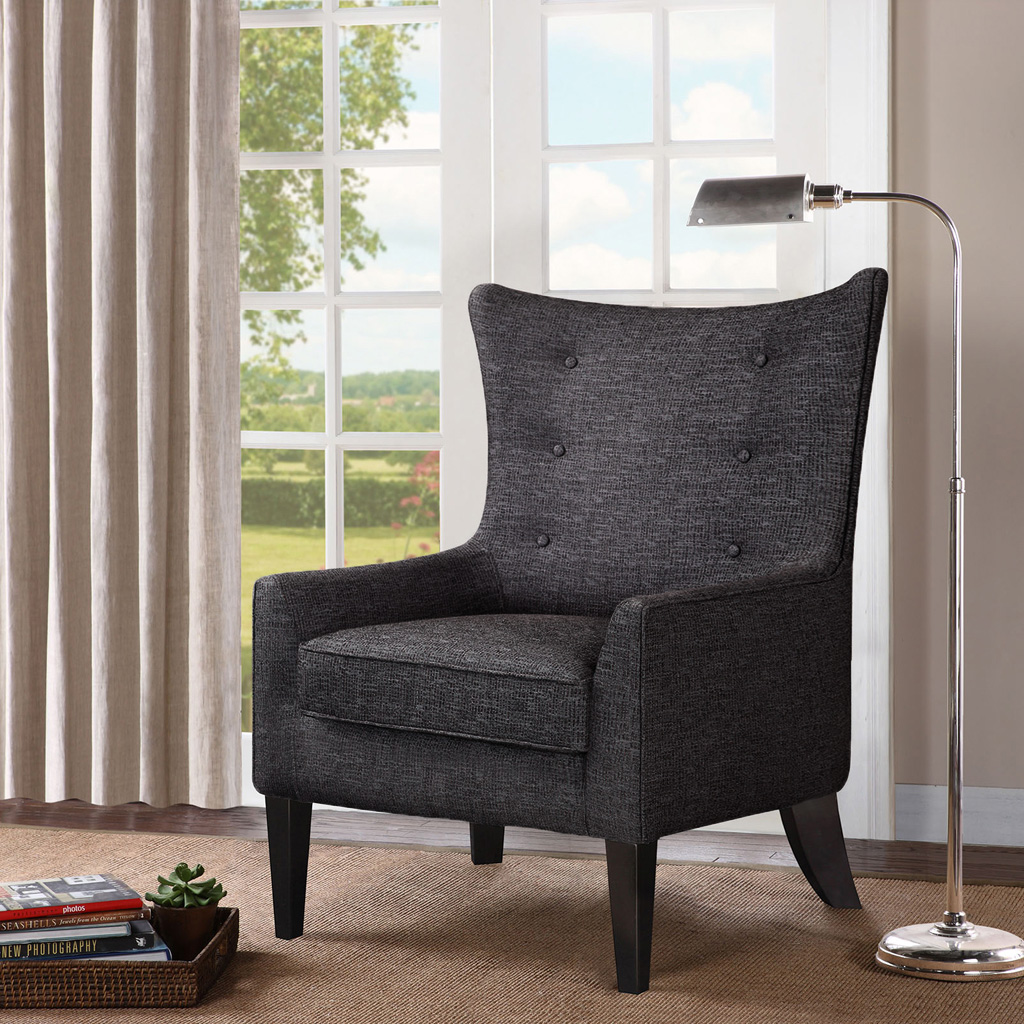 

Madison Park - Carissa Shelter Wing Chair - Charcoal - See below