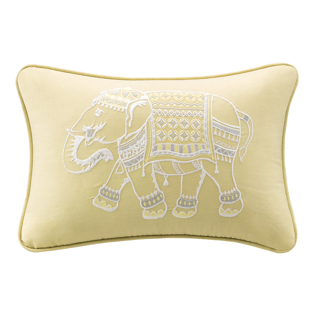 

INK+IVY - Zahira Embroidered Oblong Pillow - Yellow - 12x18