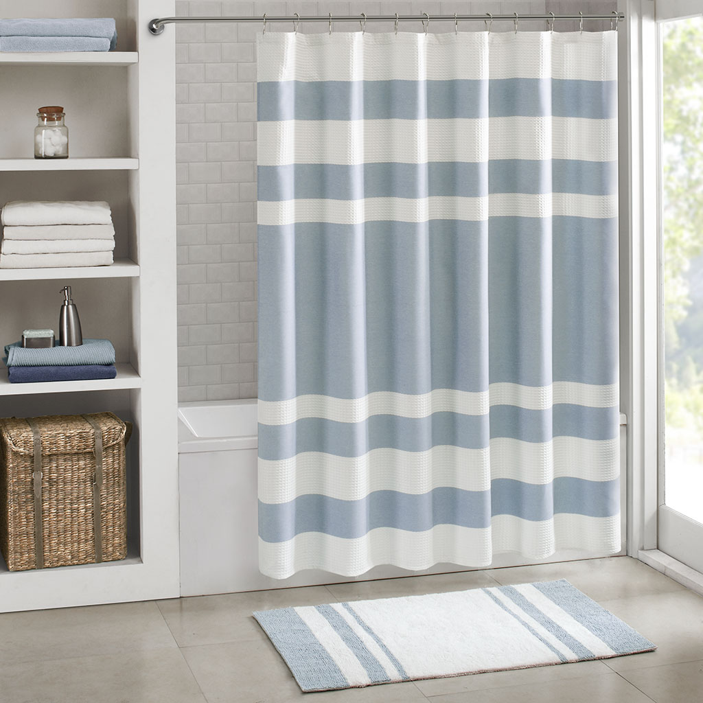 

Madison Park - Spa Waffle Shower Curtain with 3M Treatment - Blue - 54x78