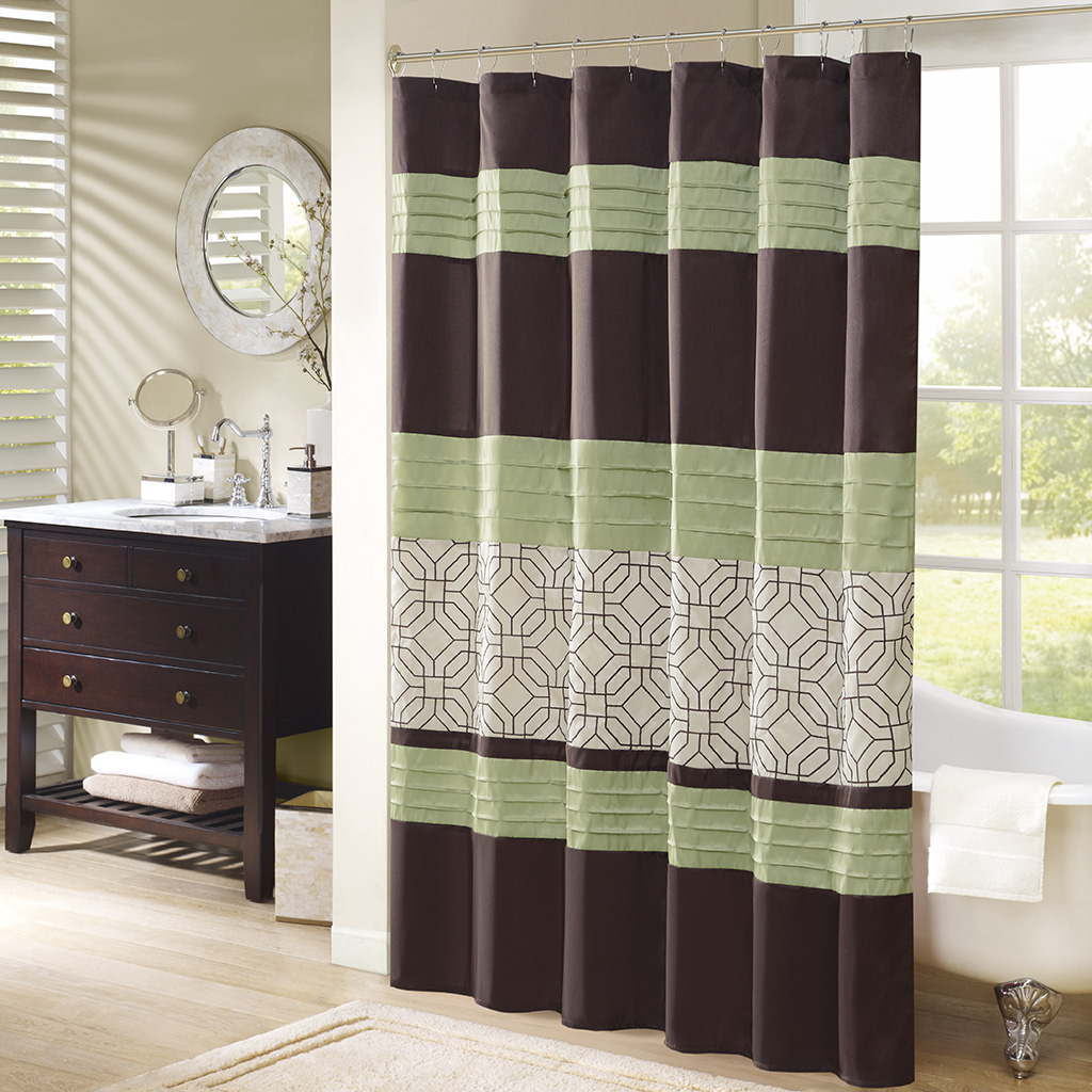 

Madison Park - Briggs Embroidered Shower Curtain - Green - 72x72