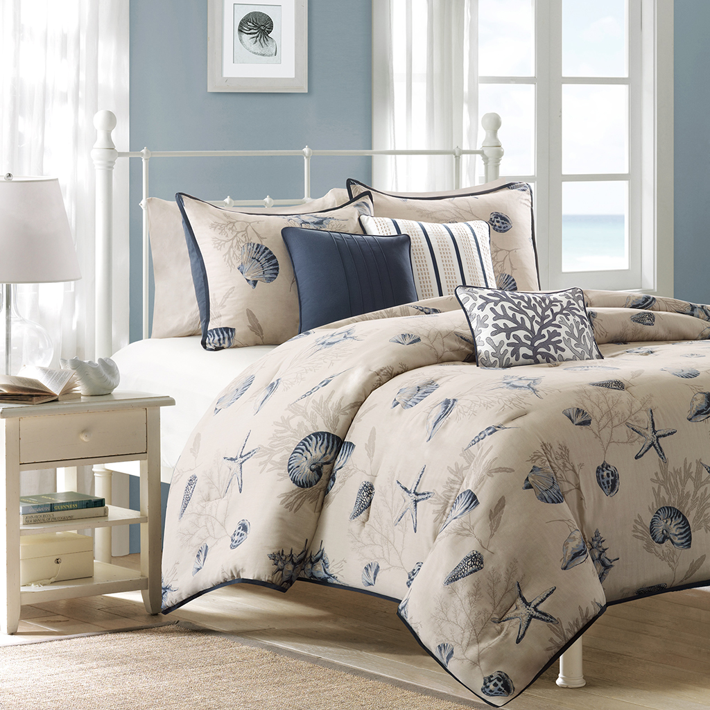 

Madison Park - Bayside 6 Piece Duvet Cover Set - Blue - Full/Queen