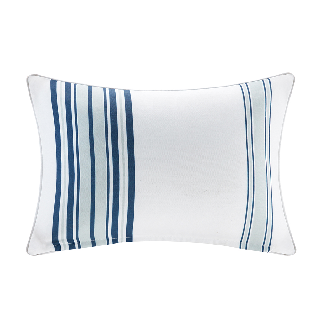 

Madison Park - Newport Printed Stripe 3M Scotchgard Outdoor Oblong Pillow - Navy - 14x20