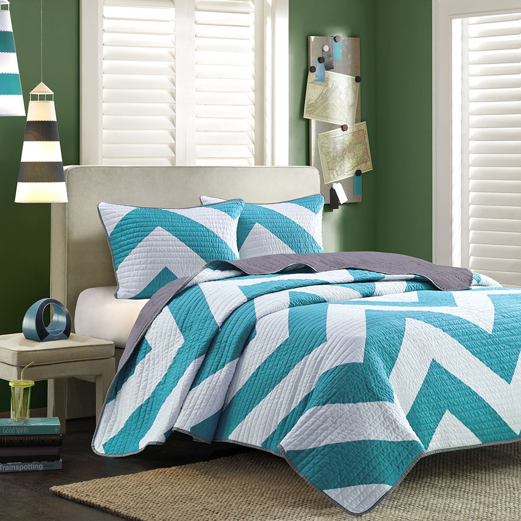 

Mi Zone - Libra Coverlet Mini Set - Teal - Full/Queen