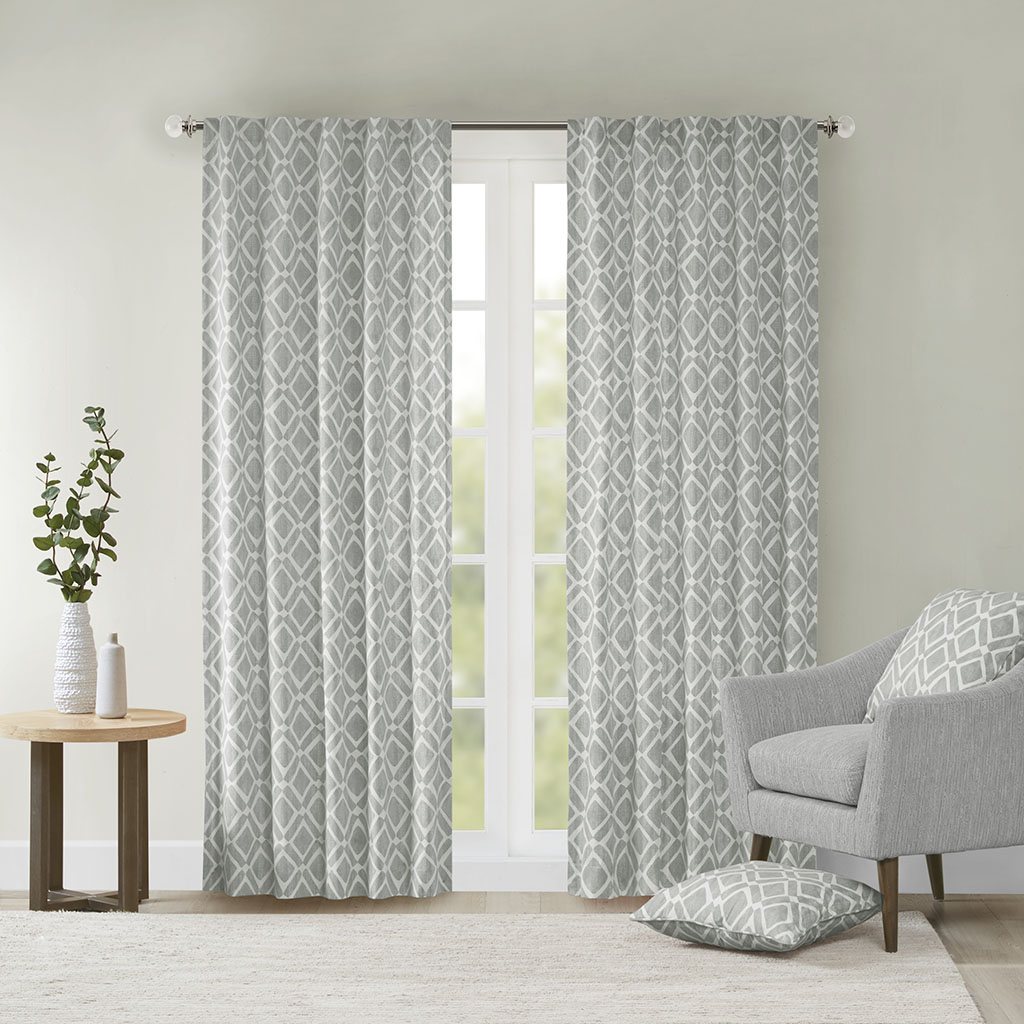 

Madison Park - Delray Diamond Window Curtain - Grey - 84" Panel