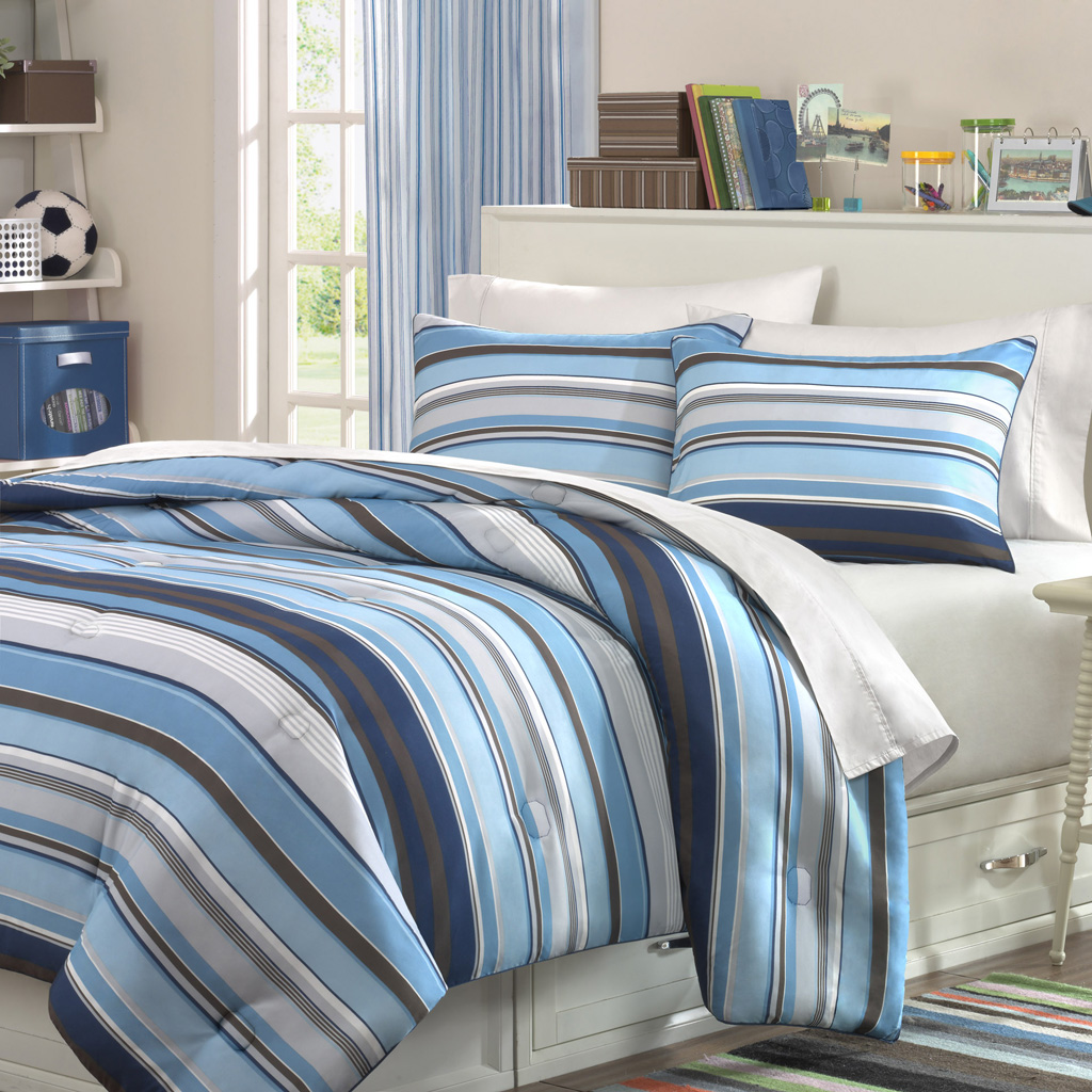 

On Your Own - Boy Stripe Stripe Comforter Mini Set - Multi - Full/Queen