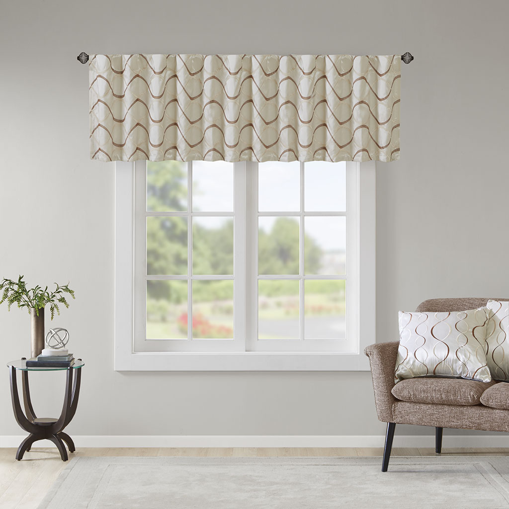 

Madison Park - Serendipity Embroidery Taffeta Valance - Ivory - 50x18