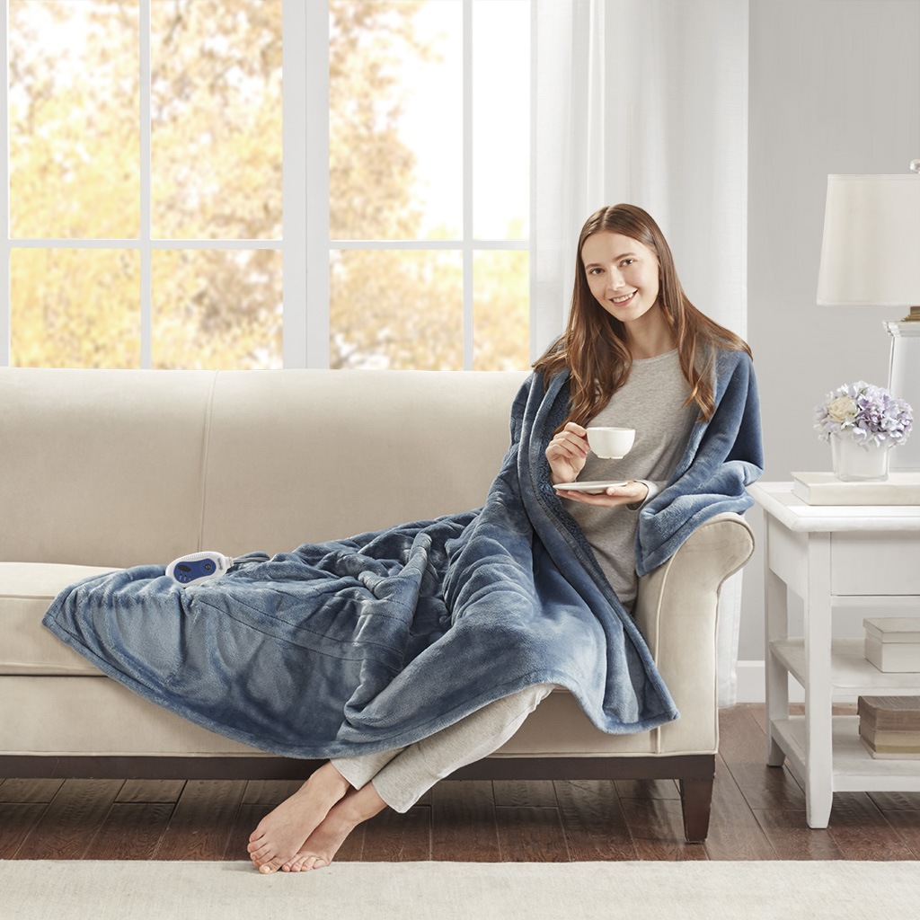 

Beautyrest - Heated Microlight to Berber Throw - Blue - 60x70