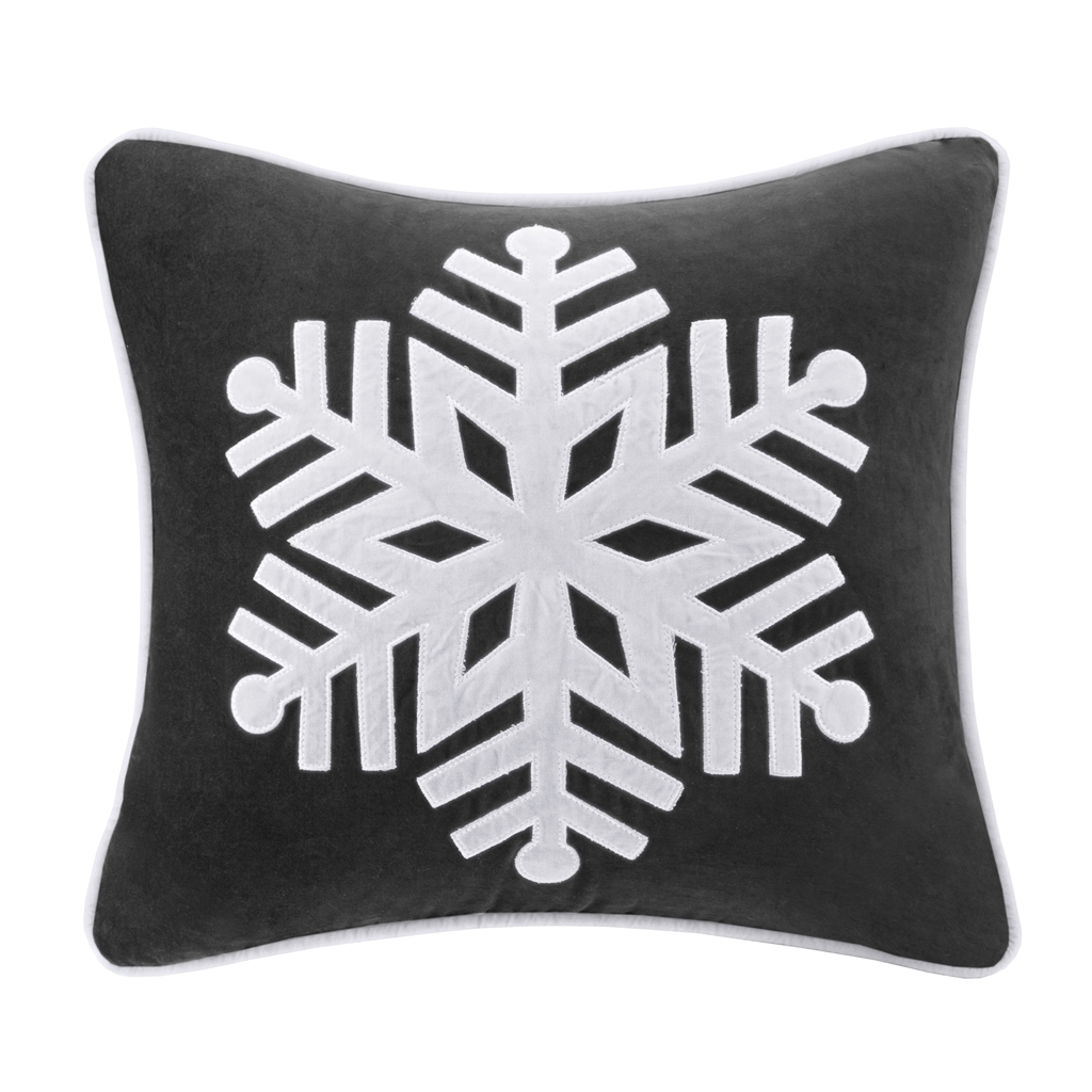 

Madison Park - Velvet Snowflake Square Pillow - Grey - 20x20