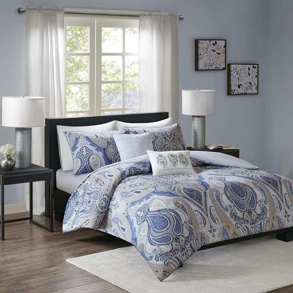 

Home Essence - Patricia 5 Piece Comforter Set - Blue Multi - King