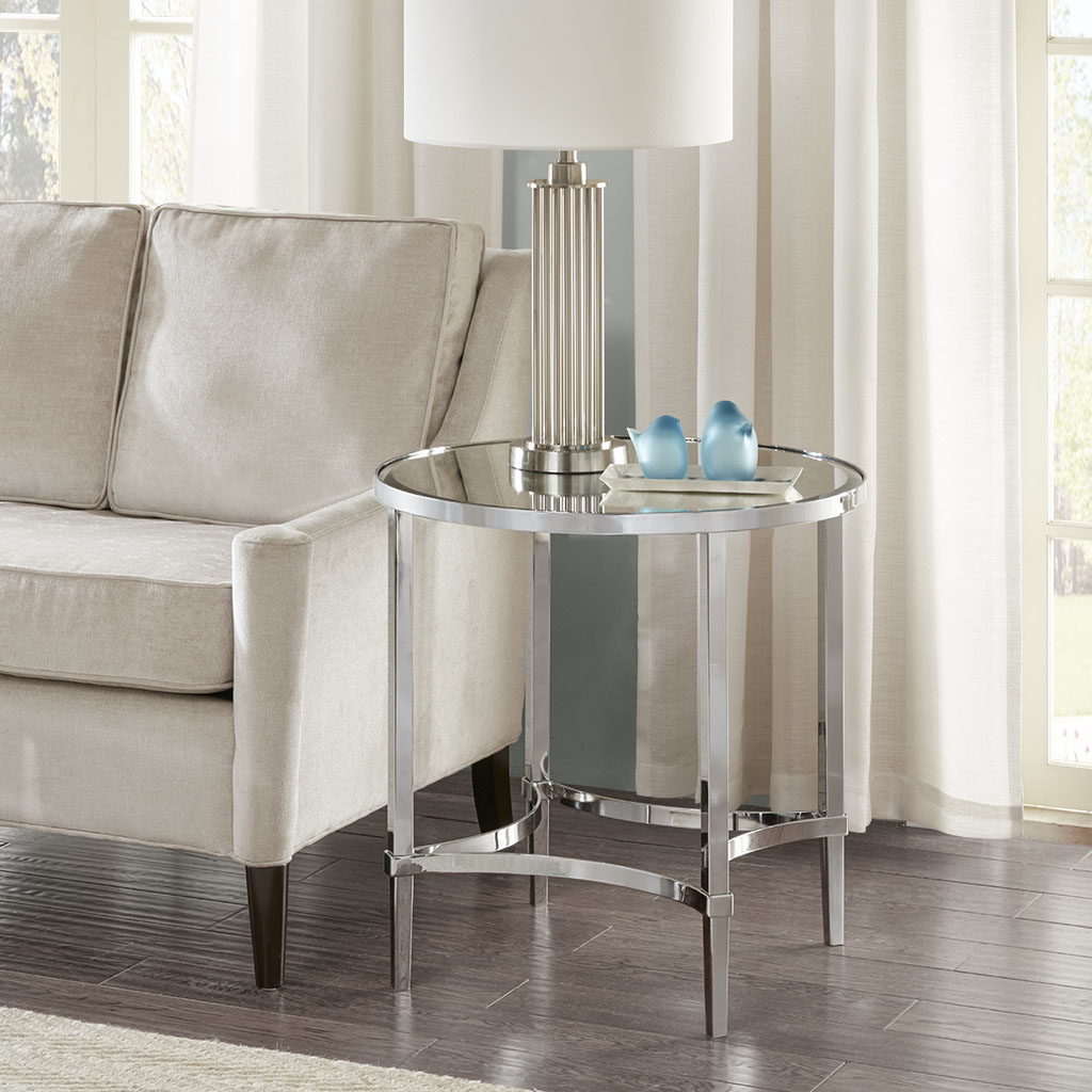 

Madison Park Signature - Triton Round End Table - Silver - See below