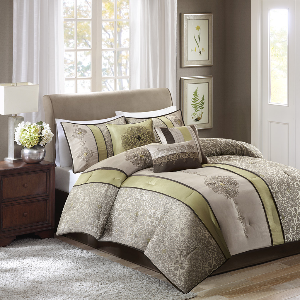 

Madison Park - Donovan 7 Piece Jacquard Comforter Set - Green - Cal King