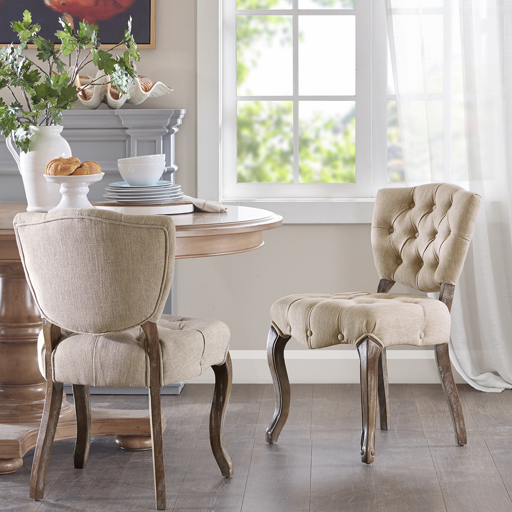 

Madison Park - Vera Button Back Dining Chair (Set of 2) - Linen - See below