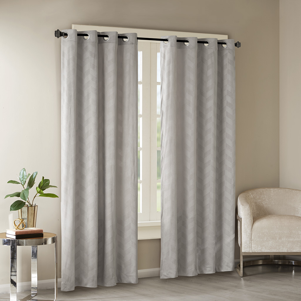 

Madison Park - Odella Embossed Poly Velvet Window Panel - Grey - 50x84