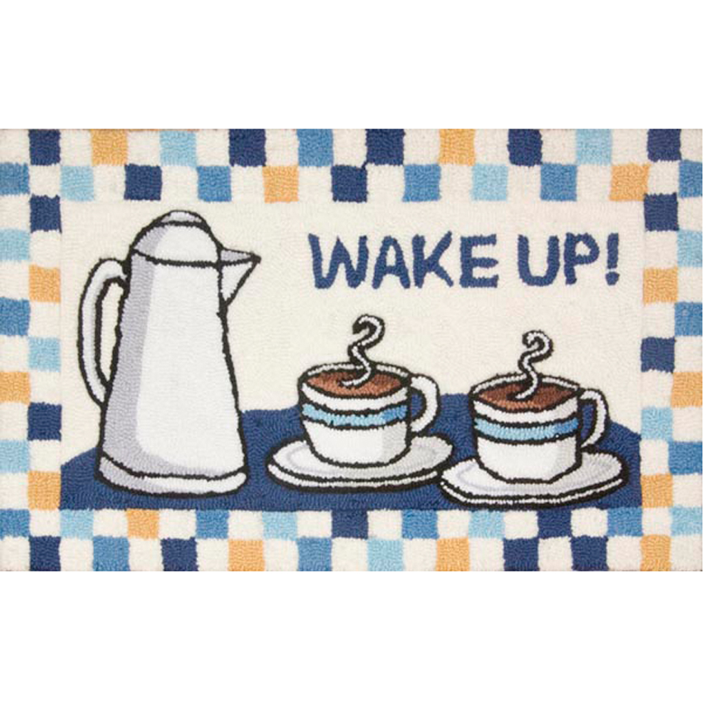

Square 9 - Open House - Wake Up Hand Hooked Rug - Blue - 27x45