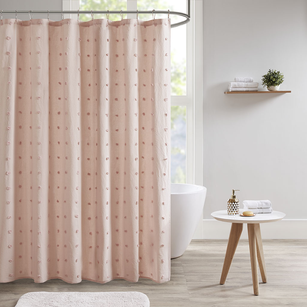 

Urban Habitat - Brooklyn Cotton Yarn Dyed Jacquard Pom Pom Shower Curtain - Pink - 70 x 72'