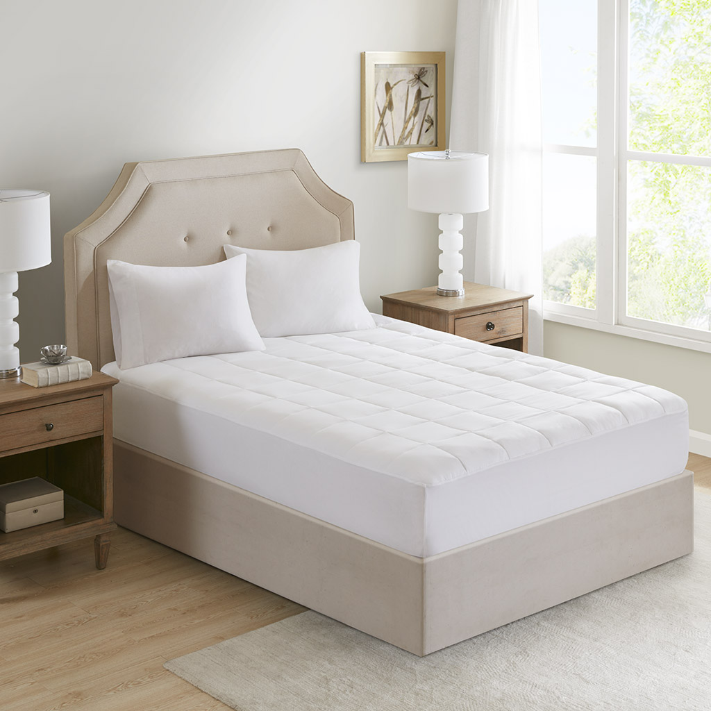 

Sleep Philosophy - Cotton 300TC Tencel Filled Mattress Pad Antimicrobial BI-OME Odor Eliminator - White - Twin