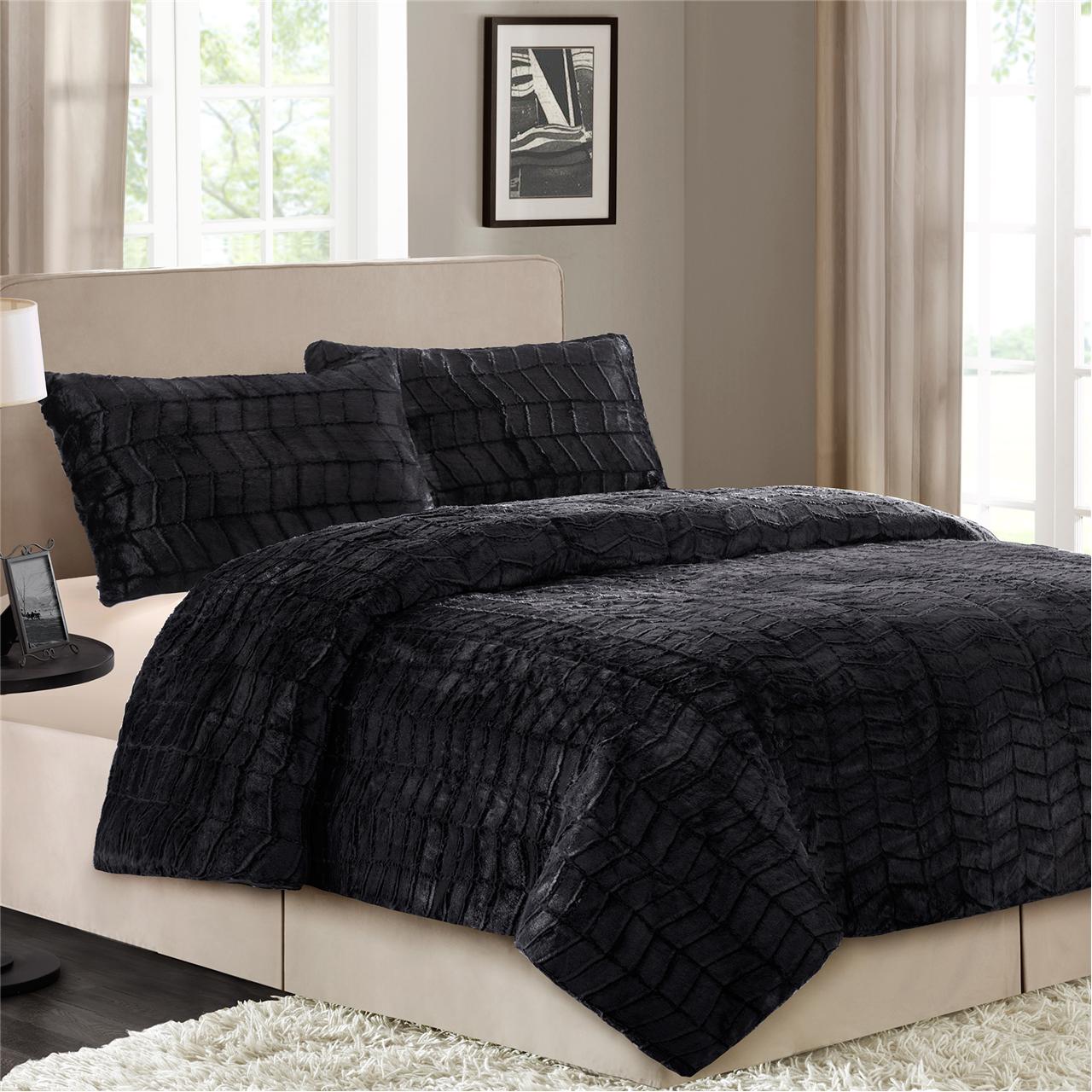 

Avenue 8 - BHG Long Fur Comforter Mini Set Comforter Mini Set - Black - King