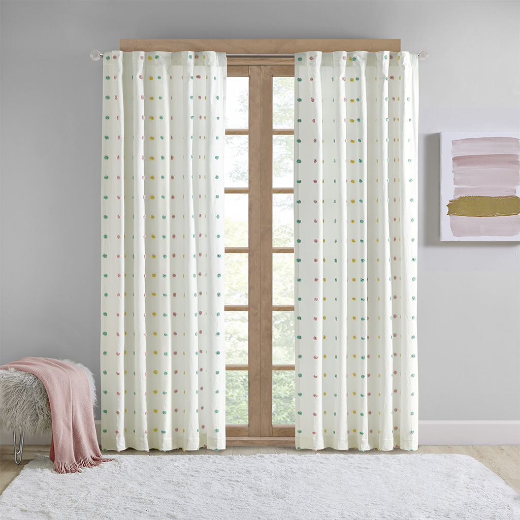 

Intelligent Design - Callie Cotton Jacquard Pom Pom Window Panel - Multi - 50x84