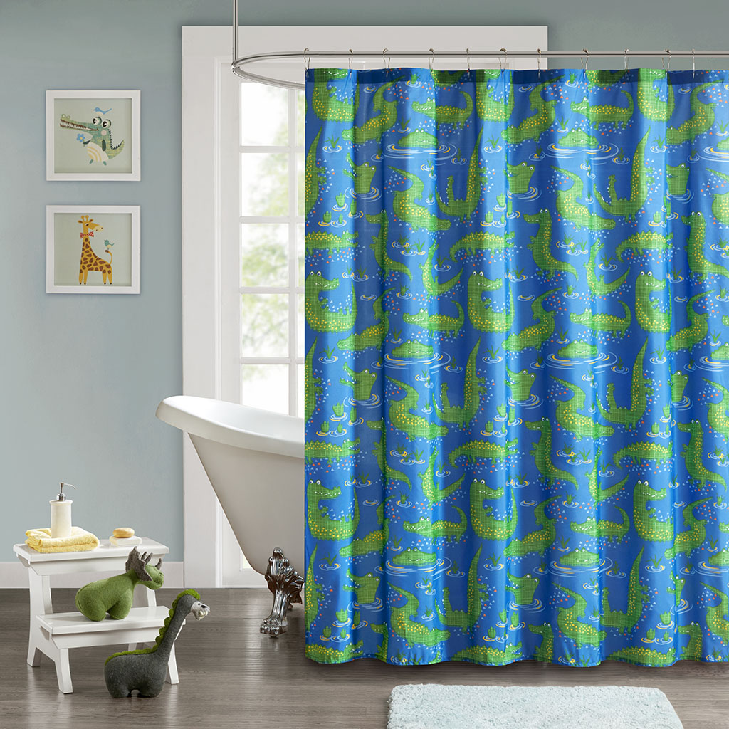 

Mi Zone Kids - Kyle the Crocodile Printed Shower Curtain - Navy - 72x72