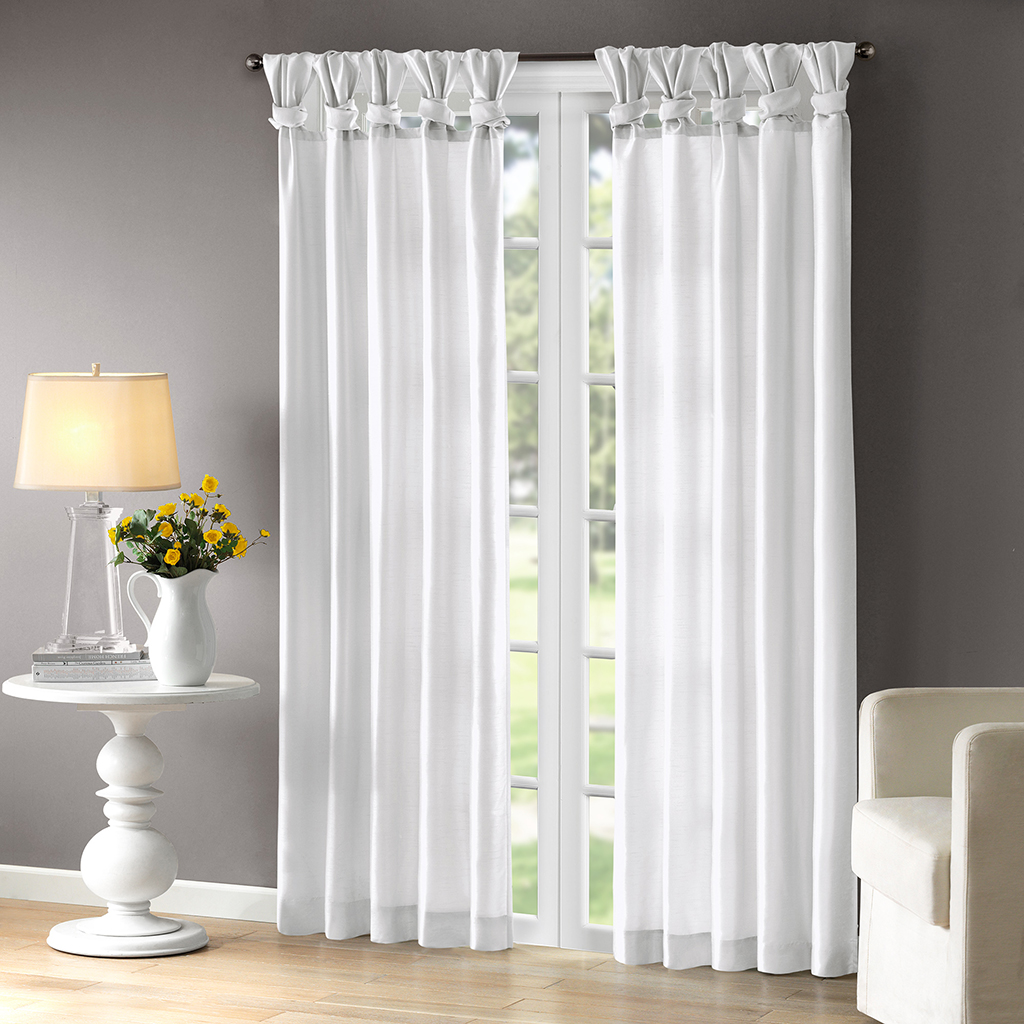 

Madison Park - Emilia Twist Tab Lined Window Curtain - White - 108" Panel