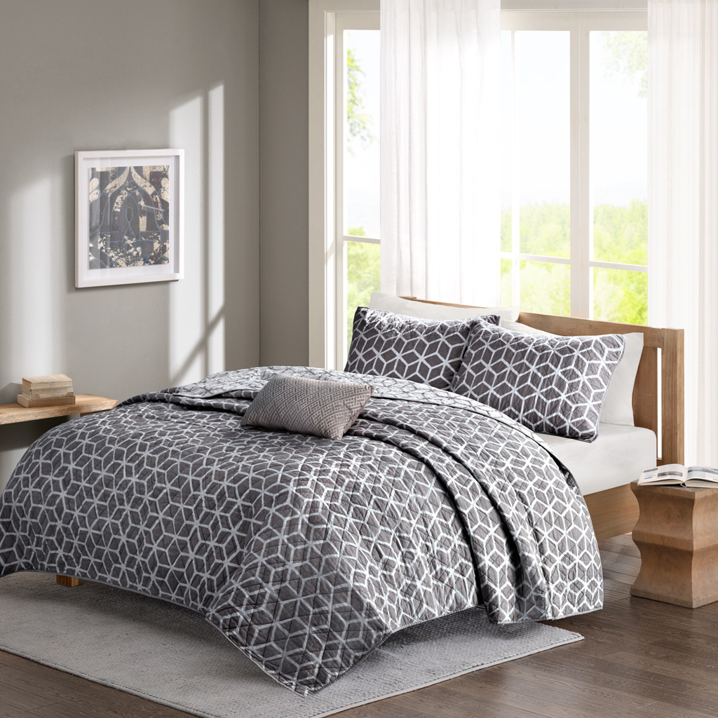 

Madison Park Pure - Alexa 4 Piece Coverlet Set - Grey - King/Cal King