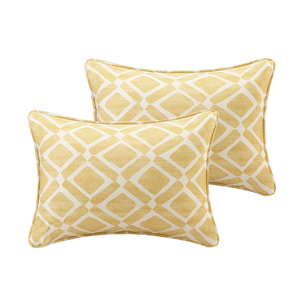 

Madison Park - Delray Diamond Printed Oblong Pillow Pair - Yellow - 14x20