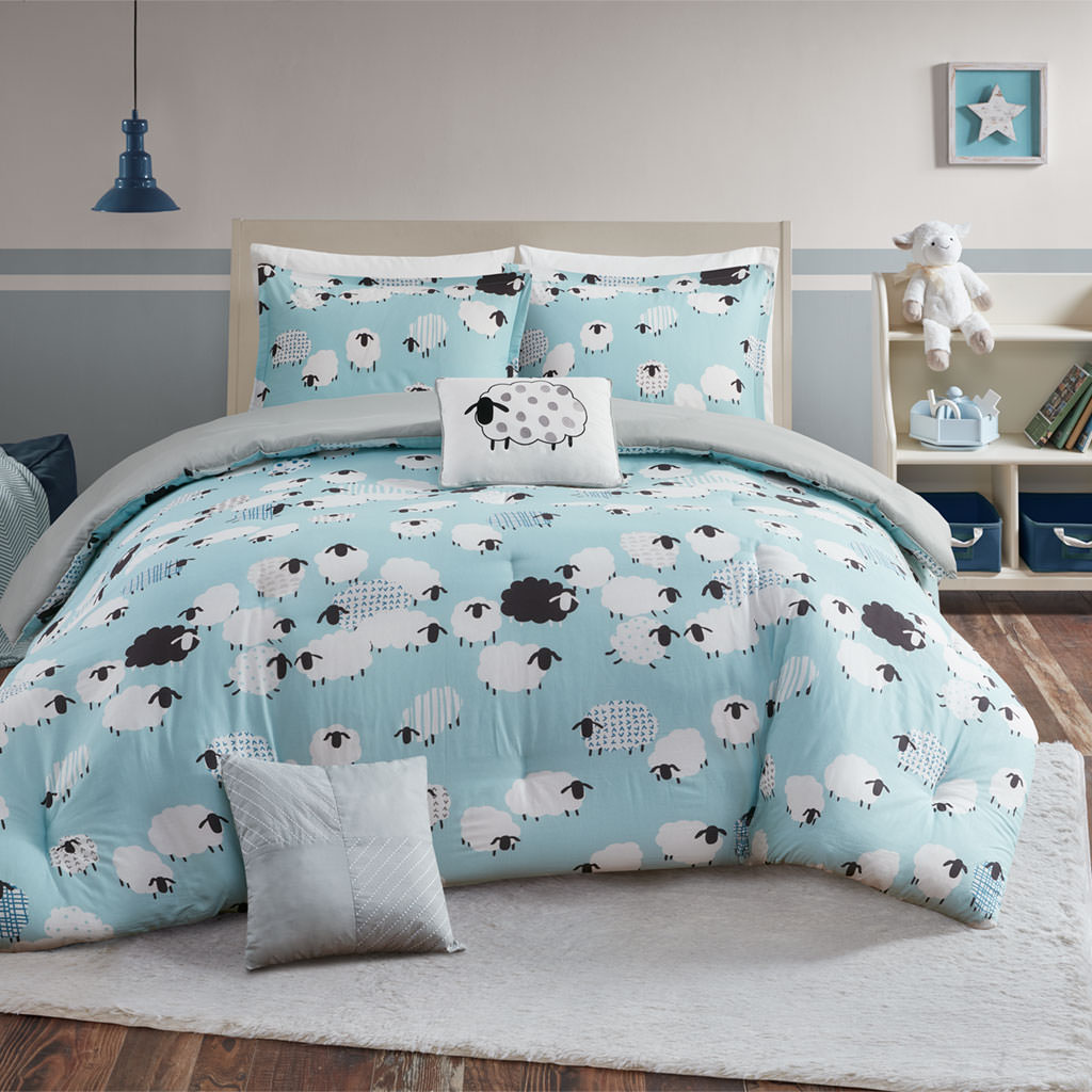 

Urban Habitat Kids - Sheepzz 5 Piece Cotton Comforter Set - Aqua - Full/Queen