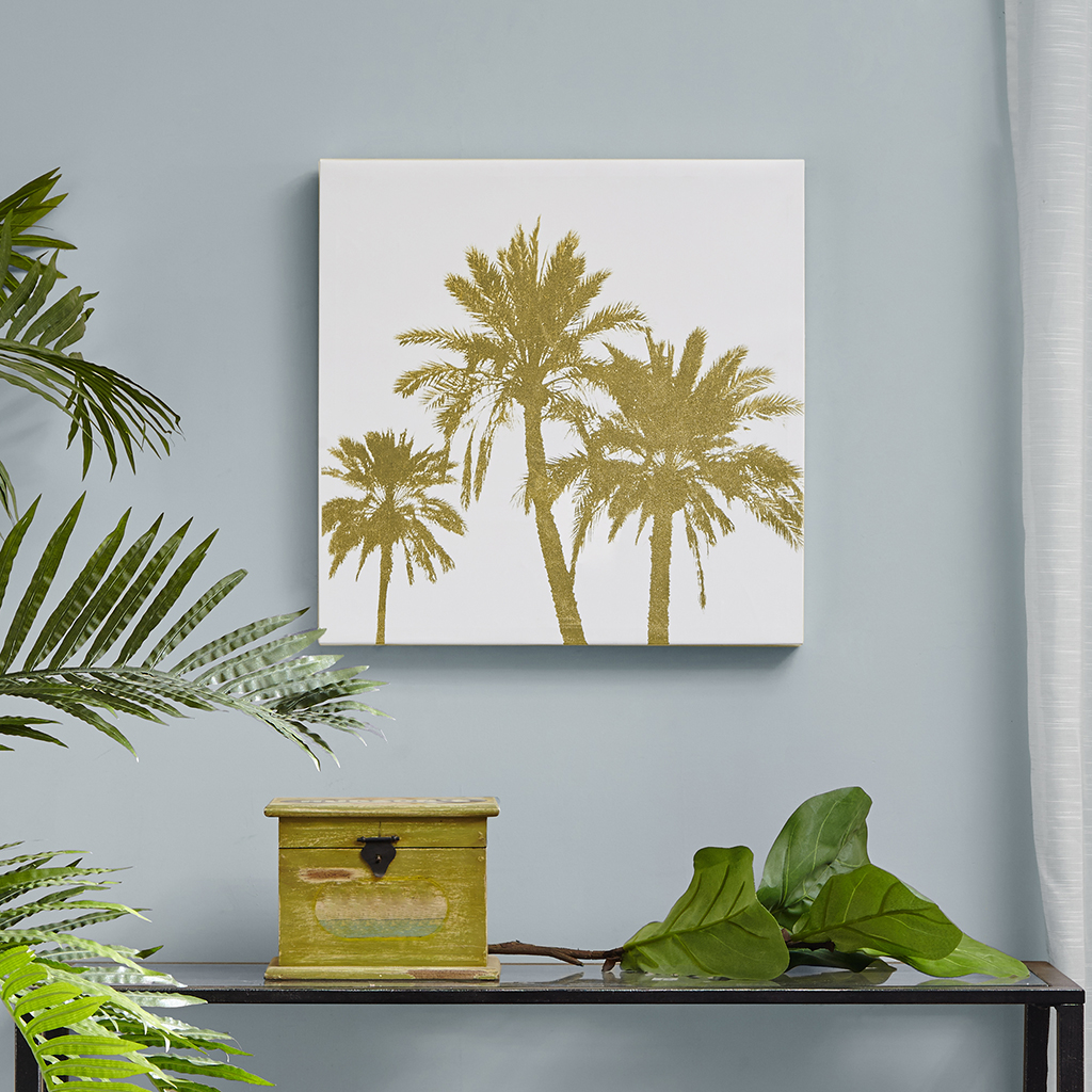 

Intelligent Design - Gold Palms Gold Foil Embellished Canvas - Gold - See below