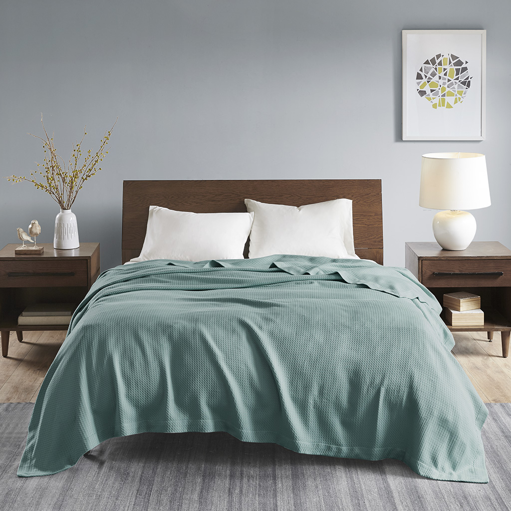 

Madison Park - 100% Certified Egyptian Cotton Blanket - Teal - Full/Queen