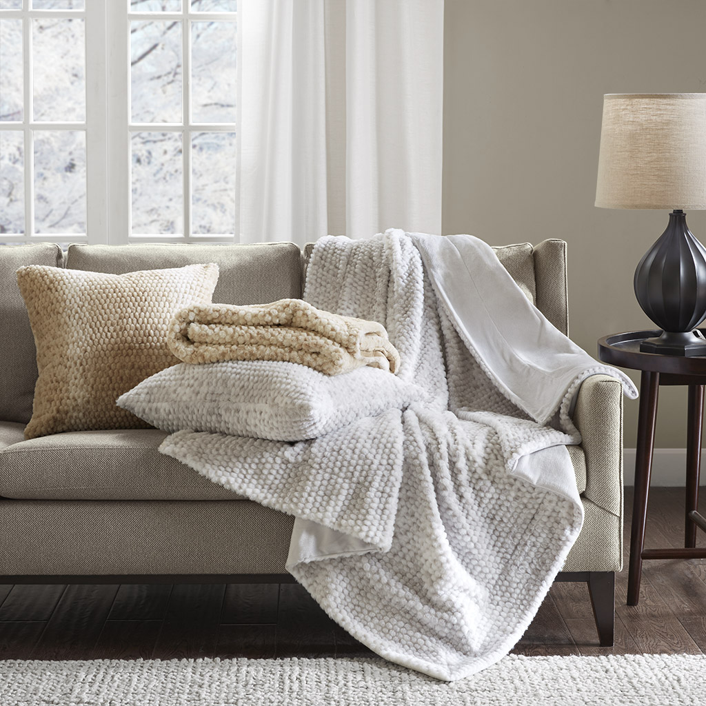 

Madison Park - Anora Luxury Faux Fur Square Pillow - Tan - 20x20